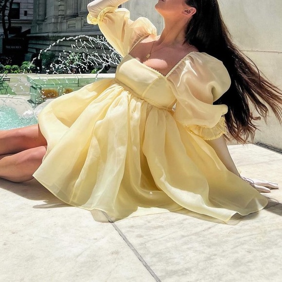 Anthropologie Selkie Puffed-Sleeve Square-Neck Mini Dress - Picture 2 of 9